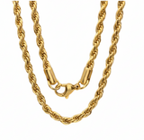 5mm Gold Rope Chain 18K Gold Plated Unisex Necklace Stainless Steel<BR>CH11