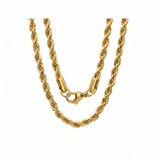 3mm Gold Rope Chain 18K Gold Plated Unisex Necklace Stainless Steel<BR>CH10