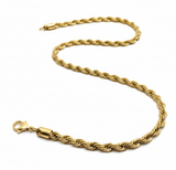 5mm Gold Rope Chain 18K Gold Plated Unisex Necklace Stainless Steel<BR>CH11