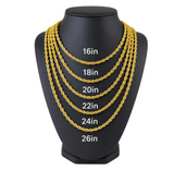 5mm Gold Rope Chain 18K Gold Plated Unisex Necklace Stainless Steel<BR>CH11