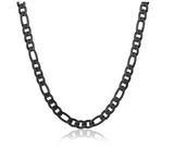 Black 6mm Figaro Chain Necklace Stainless Steel Unisex CH17