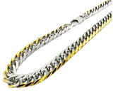 Two-Tone Gold & Silver 11mm Curb Link Stainless Steel Chain / Necklace CH18