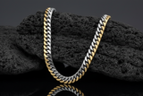 14mm Curb Link TT Chain Men's Silver & Gold Necklace Stainless Steel<br>CH18