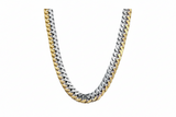 Two-Tone Gold & Silver 11mm Curb Link Stainless Steel Chain / Necklace CH18