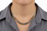 Two-Tone Gold & Silver 11mm Curb Link Stainless Steel Chain / Necklace CH18