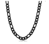 12mm Black Figaro Men's or Ladies Necklace / Chain Stainless Steel CH19