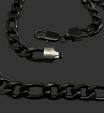 Large Iron Cross Pendant & 11mm Black Figaro Chain Men's Necklace Stainless Steel SP115-F-BLK