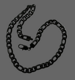 12mm Black Figaro Men's or Ladies Necklace / Chain Stainless Steel CH19