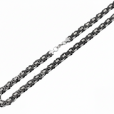 11mm Flat Byzantine Link TT Chain Black & Silver Men's Necklace Stainless Steel <BR>CH22