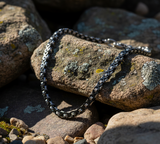 11mm Flat Byzantine Link TT Chain Black & Silver Men's Necklace Stainless Steel <BR>CH22