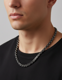 11mm Flat Byzantine Link TT Chain Black & Silver Men's Necklace Stainless Steel <BR>CH22