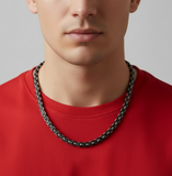 11mm Flat Byzantine Link TT Chain Black & Silver Men's Necklace Stainless Steel <BR>CH22