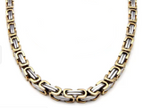 9mm Byzantine Link TT Chain in Gold & Silver Men's Necklace Stainless Steel <BR>CH23