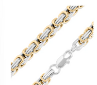 Two-Tone Gold & Silver 8mm Byzantine Stainless Steel Unisex Necklace CH23