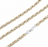 9mm Byzantine Link TT Chain in Gold & Silver Men's Necklace Stainless Steel <BR>CH23