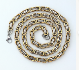 9mm Byzantine Link TT Chain in Gold & Silver Men's Necklace Stainless Steel <BR>CH23