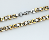 9mm Byzantine Link TT Chain in Gold & Silver Men's Necklace Stainless Steel <BR>CH23
