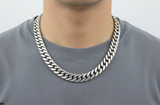 Wide 15mm Wide Stainless Steel Curb Link Men's Necklace 24 Inches CH24