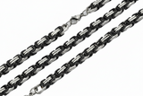 Black and Chrome Designer Byzantine 7mm Necklace Stainless Steel CH25