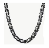 Black and Chrome Designer Byzantine 7mm Necklace Stainless Steel CH25