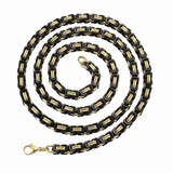 7mm Byzantine Link TT Chain Black & Gold Men's Necklace Stainless Steel<BR>CH26