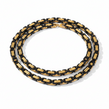7mm Byzantine Link TT Chain Black & Gold Men's Necklace Stainless Steel<BR>CH26