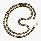 7mm Byzantine Link TT Chain Black & Gold Men's Necklace Stainless Steel<BR>CH26