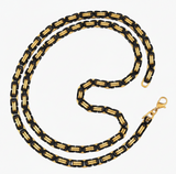 5.5mm Byzantine Link TT Chain Black & Gold Unisex Necklace Stainless Steel<BR>CH27