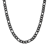 Black 8mm Figaro Chain Necklace Stainless Steel Unisex CH20