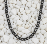 Black 8mm Figaro Chain Necklace Stainless Steel Unisex CH20
