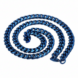 9mm Blue Cuban Link Necklace / Curb Link Chain Stainless Steel<br>SB33