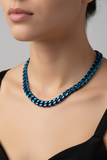9mm Blue Cuban Link Necklace / Curb Link Chain Stainless Steel<br>SB33