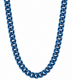9mm Blue Cuban Link Necklace / Curb Link Chain Stainless Steel<br>SB33