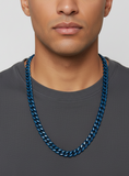 9mm Blue Cuban Link Necklace / Curb Link Chain Stainless Steel<br>SB33