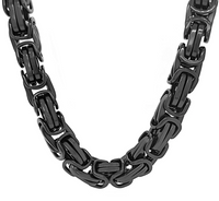 Men's Big 10mm Byzantine Chain / Necklace Stainless Steel Black CH37