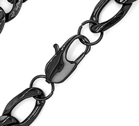 12mm Black Figaro Men's or Ladies Necklace / Chain Stainless Steel CH19