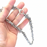 16mm Large Barbed Wire Link Chain Men's Necklace Stainless Steel<BR>CH48