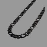 10mm Black Figaro Chain Necklace Stainless Steel CH52
