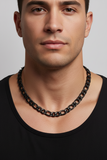 10mm Black Figaro Chain Necklace Stainless Steel CH52