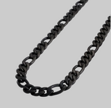 10mm Black Figaro Link Chain Men's Necklace Stainless Steel<BR>CH52