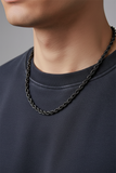 4mm Black Rope Chain Unisex Necklace Stainless Steel <BR>CH8