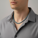 4mm Blue Rope Chain Unisex Necklace Stainless Steel <BR>CH9