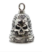 Stainless Steel Motorcycle Ride Bell ® Skull in Flames (Large Version) RB23L