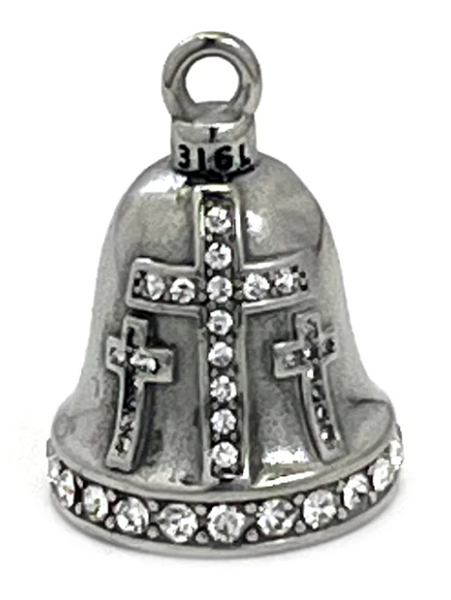 6 Bling Christian Religious Cross Stainless Steel Motorcycle Ladies Ride Bell RB56
