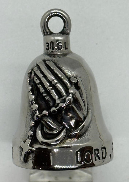 Stainless Steel Religious Motorcycle Ride Bell Praying Hands and Cross RB59