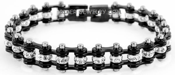 Women's Motorcycle Bike Chain Bracelet Stainless Steel Black SB100