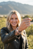Biker Jewelry Ladies Motorcycle Bike Chain Bracelet Stainless Steel Silver & Pink<br> SB102