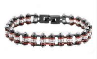 Ladies Motorcycle Bike Chain Tennis Bracelet Stainless Steel Black / Candy Red SB103