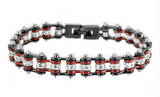 Ladies Motorcycle Bike Chain Tennis Bracelet Stainless Steel Black / Candy Red SB103