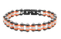 Motorcycle Ladies Bike Chain Tennis Bracelet Stainless Steel Black & Orange SB108